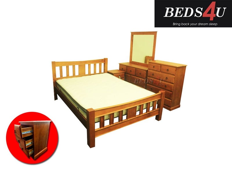 Huge Sale!!! NZ Pine Troy 5Pc Bedroom Suite(NZ Pine) **FREE DELIVERY** Carousel 1