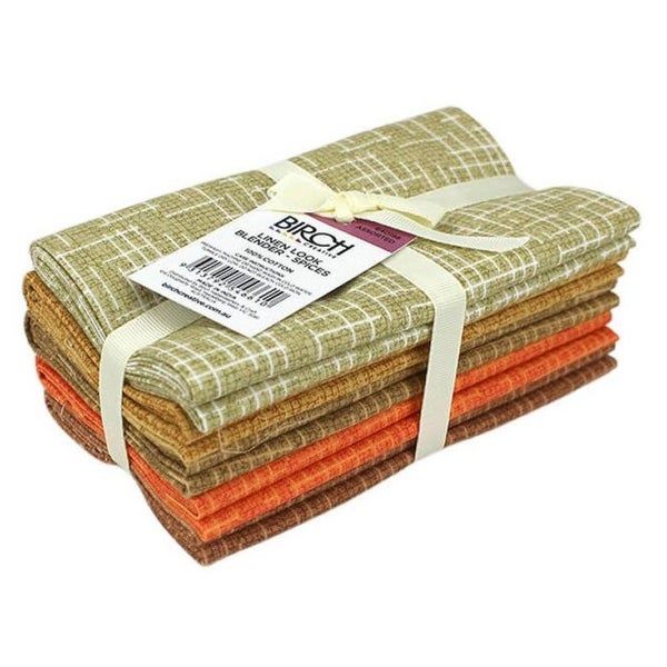 Patchwork Quilting Sewing Fabric Linen Look Spices Fat Quarter 5 Pack Carousel 1