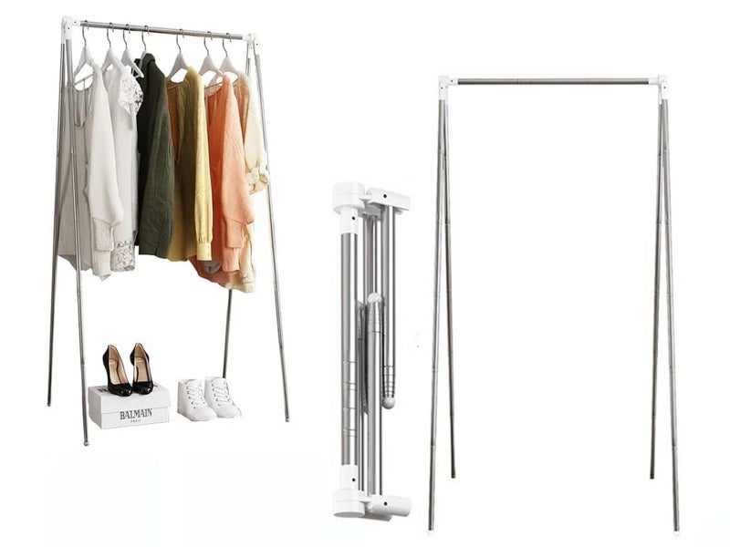 Portable Garment Rack Stainless Steel Foldable Coat Rack Collapsible Rack L Carousel 1