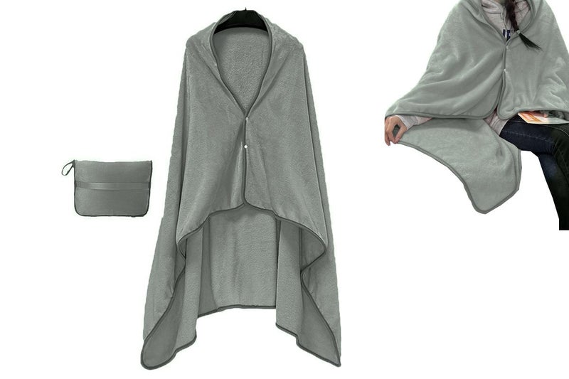 3 In 1 Travel Plane Shawl Blanket Multi-Functional Soft Airplane Blanket-Grey Carousel 1