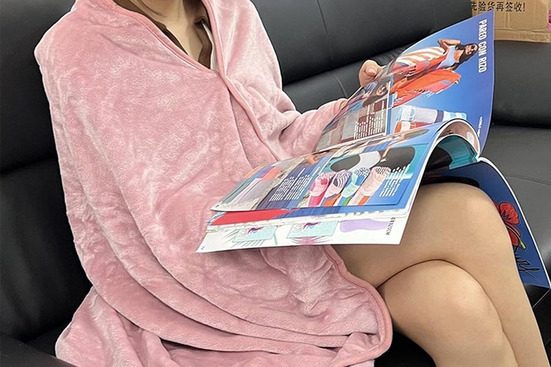 3 In 1 Travel Plane Shawl Blanket Multi-Functional Soft Airplane Blanket-Pink Carousel 2