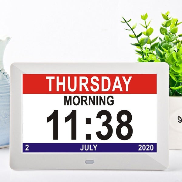 Reminder Digital Day Clock with 40 Reminders, Large 10" Screen, Remote - White Carousel 1