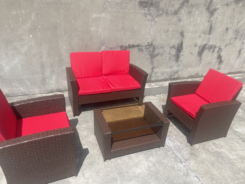 3025 PE/PVC Rattan 2-Seat Sofa Chairs Coffee Table Set - Brown Carousel 2