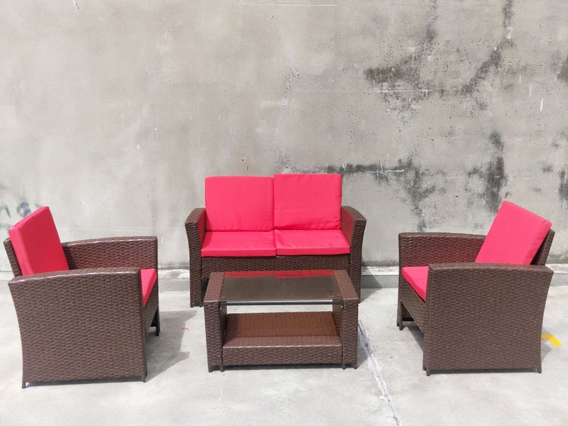 3025 PE/PVC Rattan 2-Seat Sofa Chairs Coffee Table Set - Brown Carousel 9