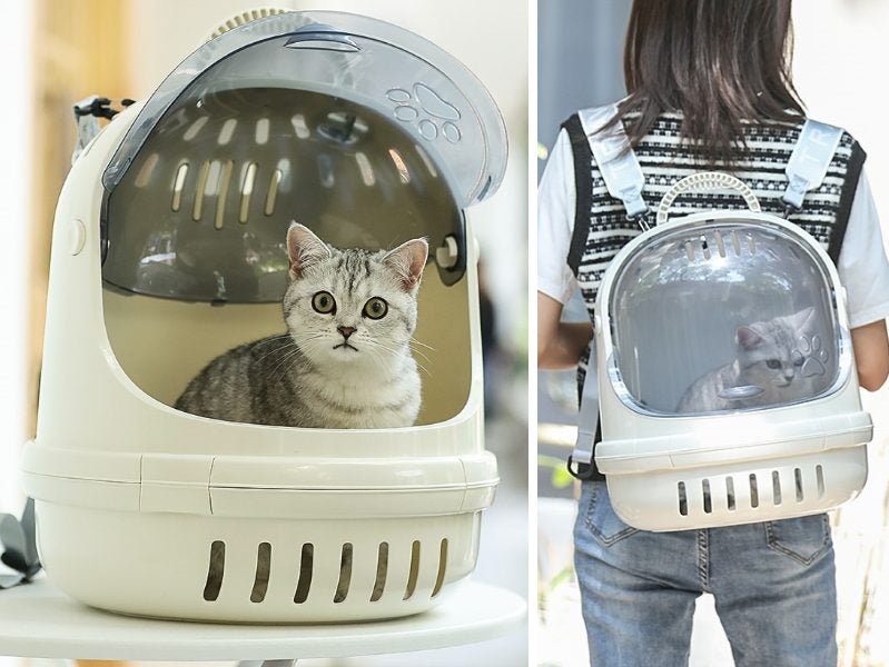 Dog Backpack Carrier Bag Transparent - Creamy white Carousel 1
