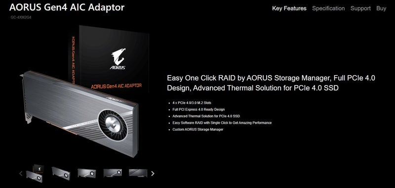 Gigabyte Aorus gen4 AIC adaptor as new in box Carousel 1