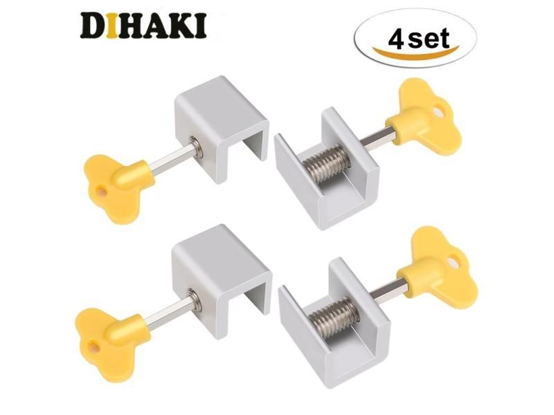 4 Sets Adjustable Sliding Window Locks Stop Aluminum Alloy Door Frame Security Carousel 1