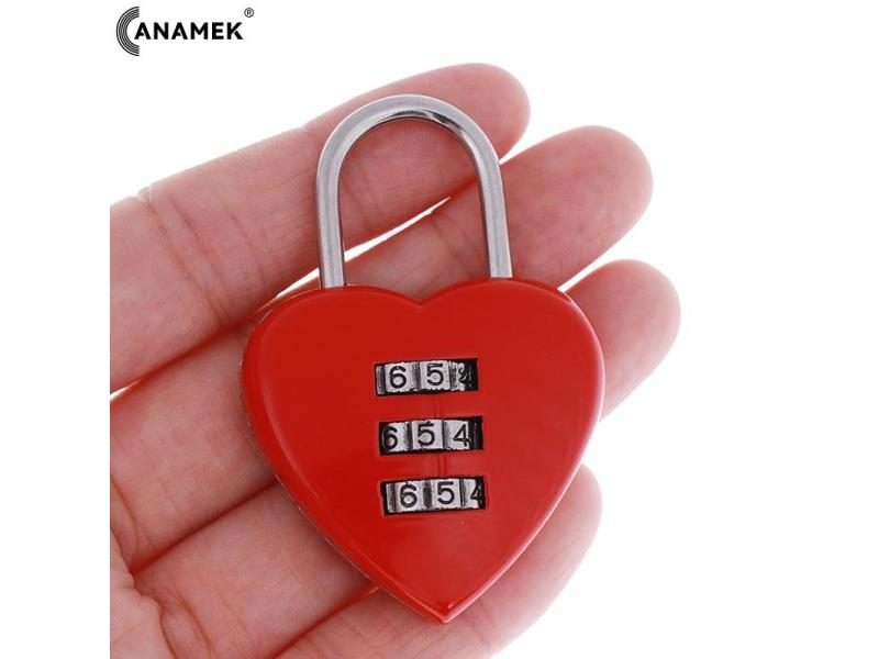 1PCS Luggage Lock Suitcase Padlock Mini Cute Heart Shape 3 Digit Luggage Carousel 2