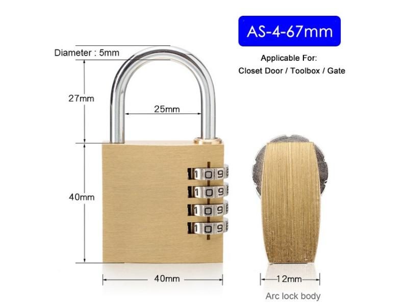 KAK Solid Brass Copper Security Padlock Password Combination Code Lock For Gym Carousel 1