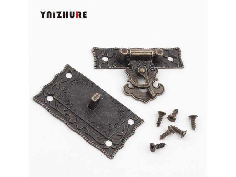 51*43mm Antique Lock Box Suitcase Toggle Latch Buckles Wooden Box Lock Bronze Carousel 2