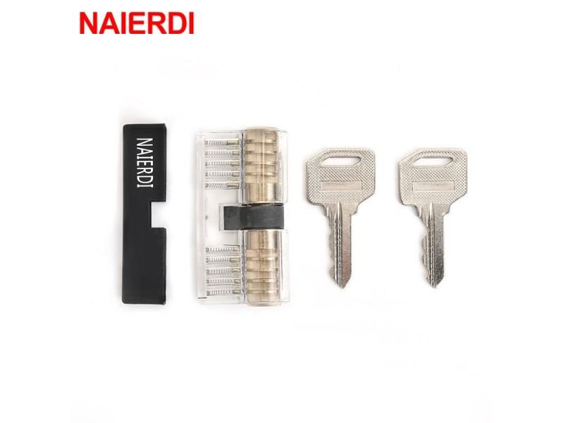 NAIERDI Visible Practice Padlock Copper Lock Pick Tools Transparent Locksmith Carousel 2