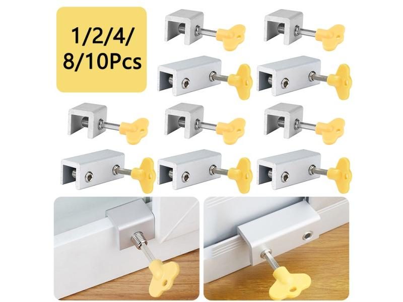 1/10Pcs Window Security Key Lock Sliding Door Windows Restrictor Child Safety Carousel 2