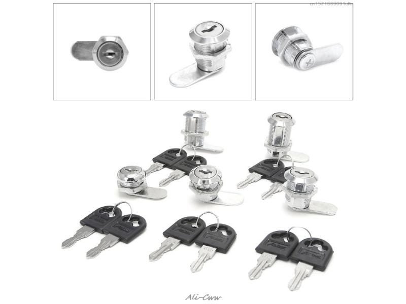 10-30mm Cam Lock Filing Cabinet Post Mailbox Drawer Cupboard Locker 2 Key Carousel 1