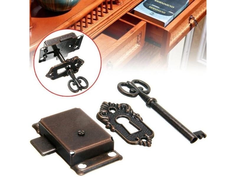 Vintage Iron Lock Key For Drawer Cabinet Door Cupboard Wardrobe Carousel 2