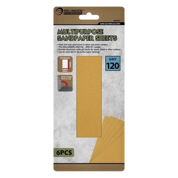 Rectangular Sanding Sheets 225x85mm 120g Carousel 1