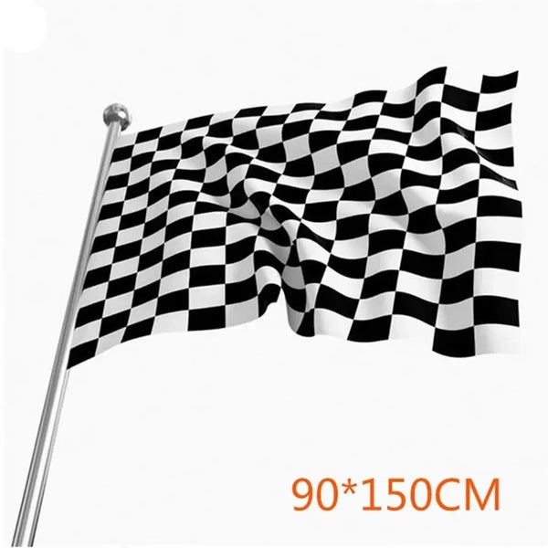 SMJY 90x150cm F1 Racing Flag 100% Polyester Classic Black White Checkered CHK29M Carousel 1