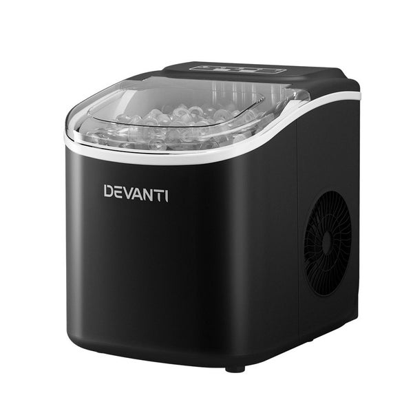 Devanti Portable Ice Maker Machine Ice Cube Tray 12kg Bar Countertop Black Carousel 1