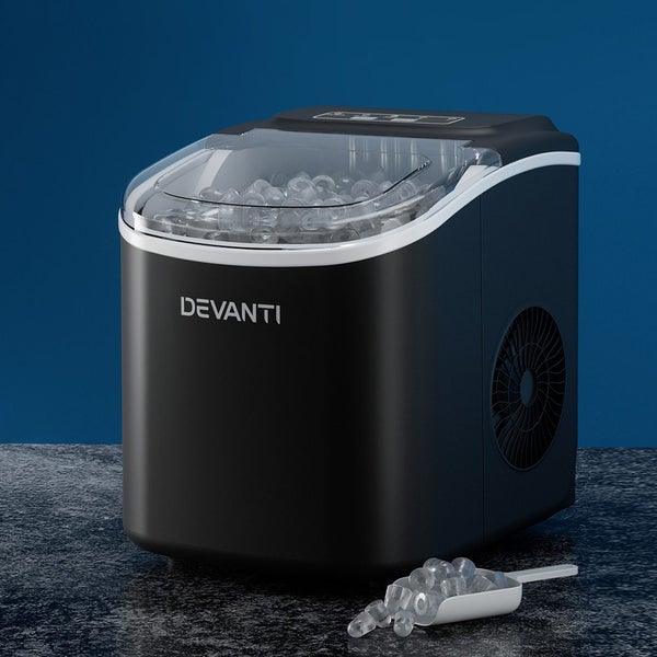 Devanti Portable Ice Maker Machine Ice Cube Tray 12kg Bar Countertop Black Carousel 7