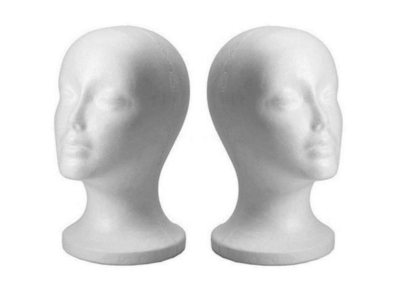 Styrofoam Foam Mannequin Female Head Model Dummy Wig Glasses Hat Display Stand Carousel 2