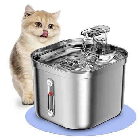 Cat Filter Water Fountain Stainless Steel Pet Fountain 2.2L Dispenser USB Powere Carousel 1