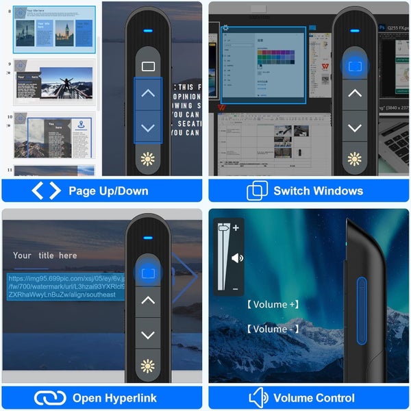 USB Wireless Presenter, Remote Presentation Clicker for Mac Laptop PC Computer Carousel 2