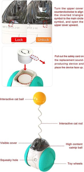 Cat Toys For Indoor Cats, Cat Treat Toy, Balance Car Design With Catnip Iq Train Carousel 5