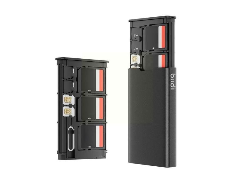SD SIM Card Pin Memory Card Storage Box BUDI 1 Phone Holder Portable Alloy 17 Carousel 2