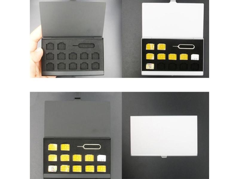 Aluminum Portable SIM Micro Pin SIM Card Storage Box For Apple Samsung 56 Phone Carousel 1