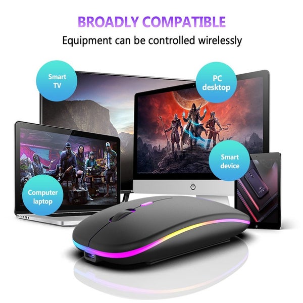 Wireless Mouse Bluetooth and 2.4GHz Dual Modes Rechargeable RGB Carousel 6