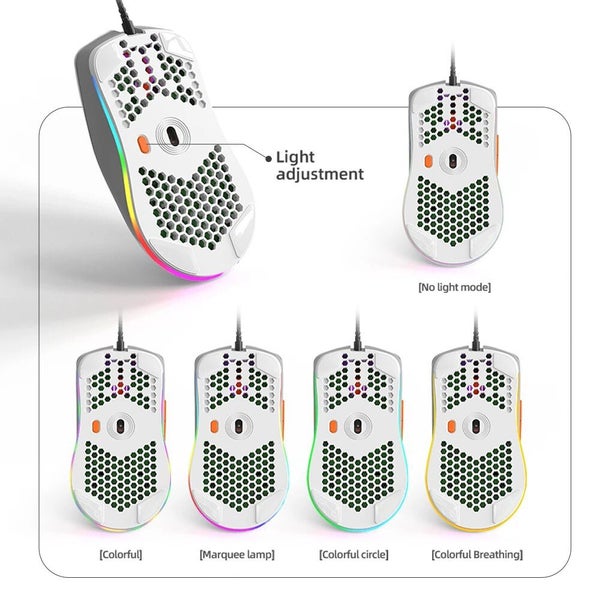 M1 Wired Lightweight Multicolor Gaming Mouse 69g Ultralight Honeycomb Carousel 7