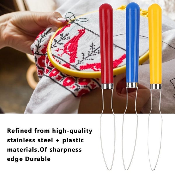 6PCs Wire Loop Button Hook Zipper Pull Assist Tool Carousel 2