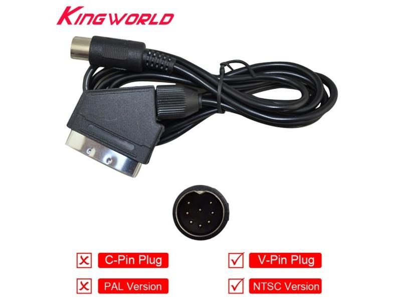 V-Pin Plug NTSC US Scart Cable Audio Video AV Cable For SEGA Mega Drive For Carousel 2