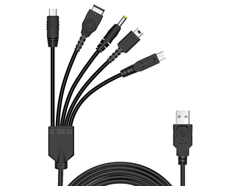 5 In 1 USB Charger Cable For Nintendo DS Lite/Wii U/New 3DS XL 3DS XL 2DS DSi Carousel 1