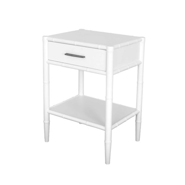 Bamboo 1 Drawer Bedside Table White Carousel 1
