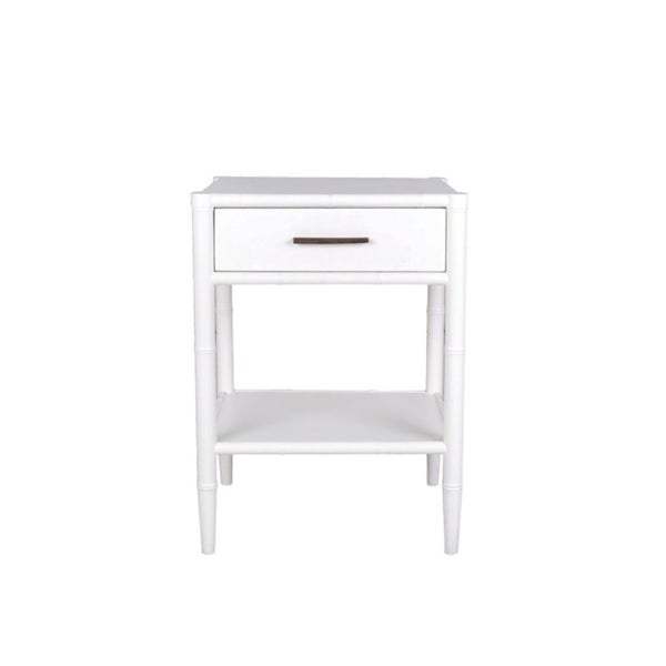Bamboo 1 Drawer Bedside Table White Carousel 3
