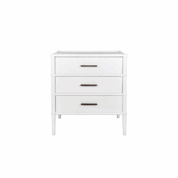 Bamboo 3 Drawers Bedside Table White Carousel 1