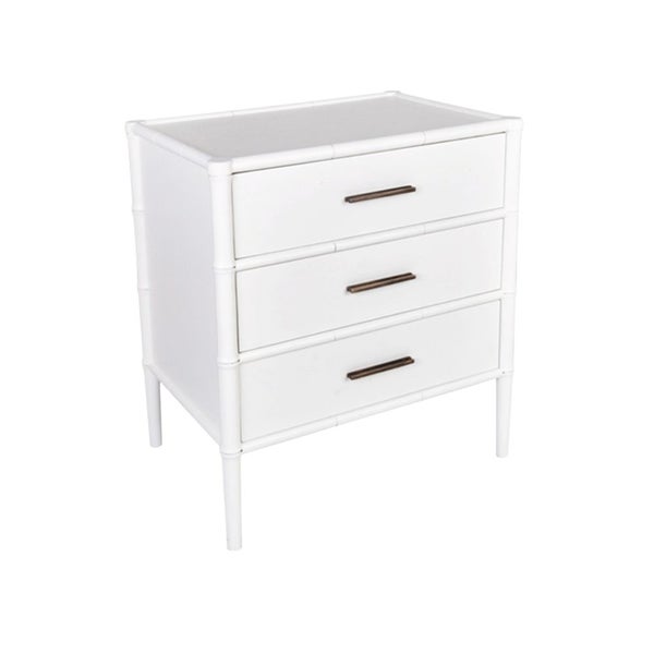 Bamboo 3 Drawers Bedside Table White Carousel 2