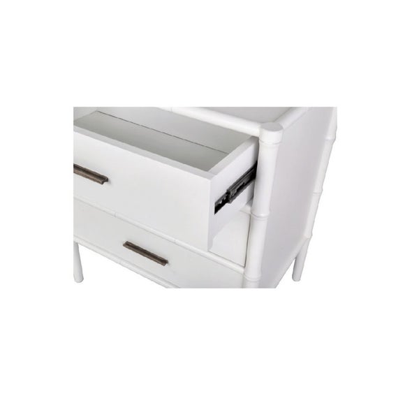 Bamboo 3 Drawers Bedside Table White Carousel 3