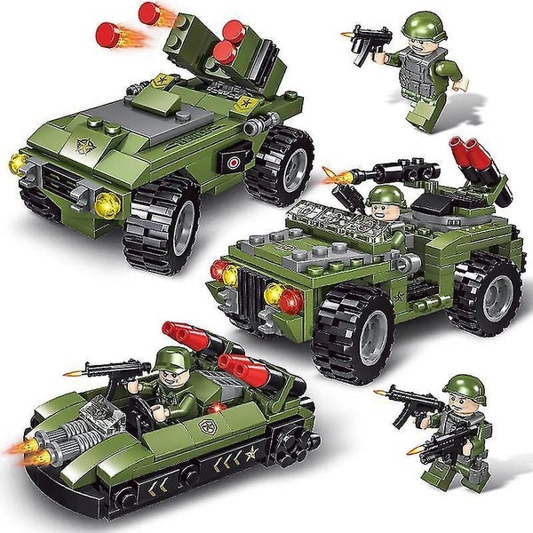 6in1 Building Toys Set Military Transport Tank Vehicle Playset Army Toys Carousel 1