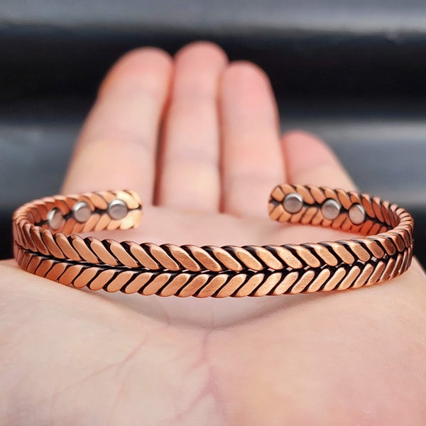 Copper Magnetic Grain Cuff Bracelet Carousel 1