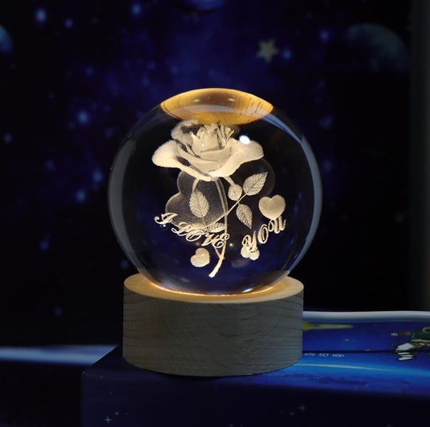 Crystal ball 3d night light - love rose Carousel 1