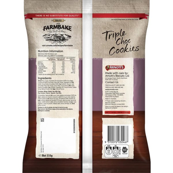 Arnotts Farmbake Cookies Triple Choc 310g Carousel 2