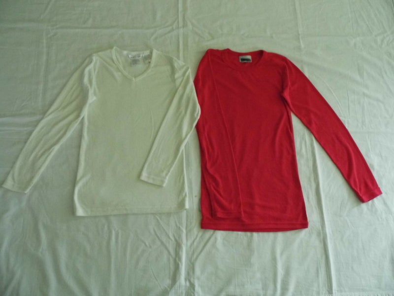 Girls pink & white longsleeve thermal tops size 12 Carousel 1