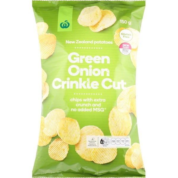 Woolworths Chips Green Onion Crinkle Cut Carousel 1