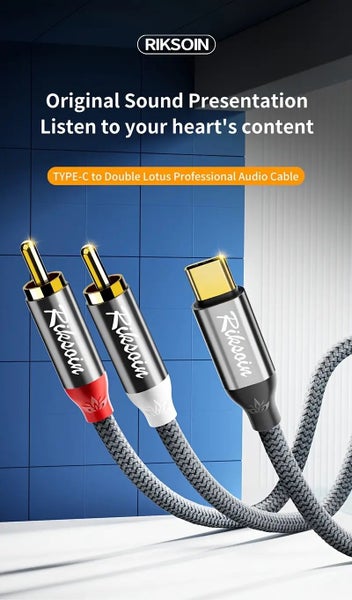 USB TYPE C TO RCA BRAIDED CABLE .06m HIGH GRADE Carousel 1
