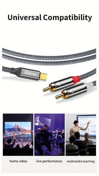 USB TYPE C TO RCA BRAIDED CABLE .06m HIGH GRADE Carousel 7