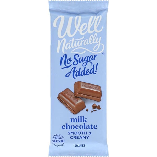 Well Naturally No Sugar Added Snack Bar Milk Chocolate 90g Carousel 1
