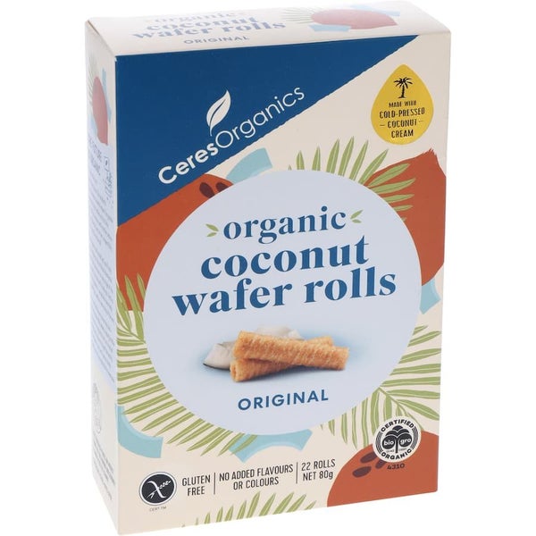 Ceres Organics Coconut Wafer Rolls Original 80g 22pack Carousel 1