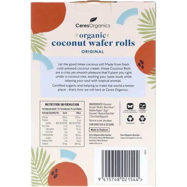 Ceres Organics Coconut Wafer Rolls Original 80g 22pack Carousel 3