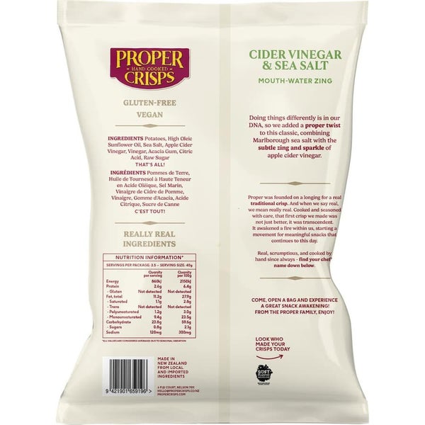 Proper Crisps Chips Cider Vinegar & Sea Salt 140g Carousel 3